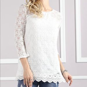 Off-White Crochet Overlay Top